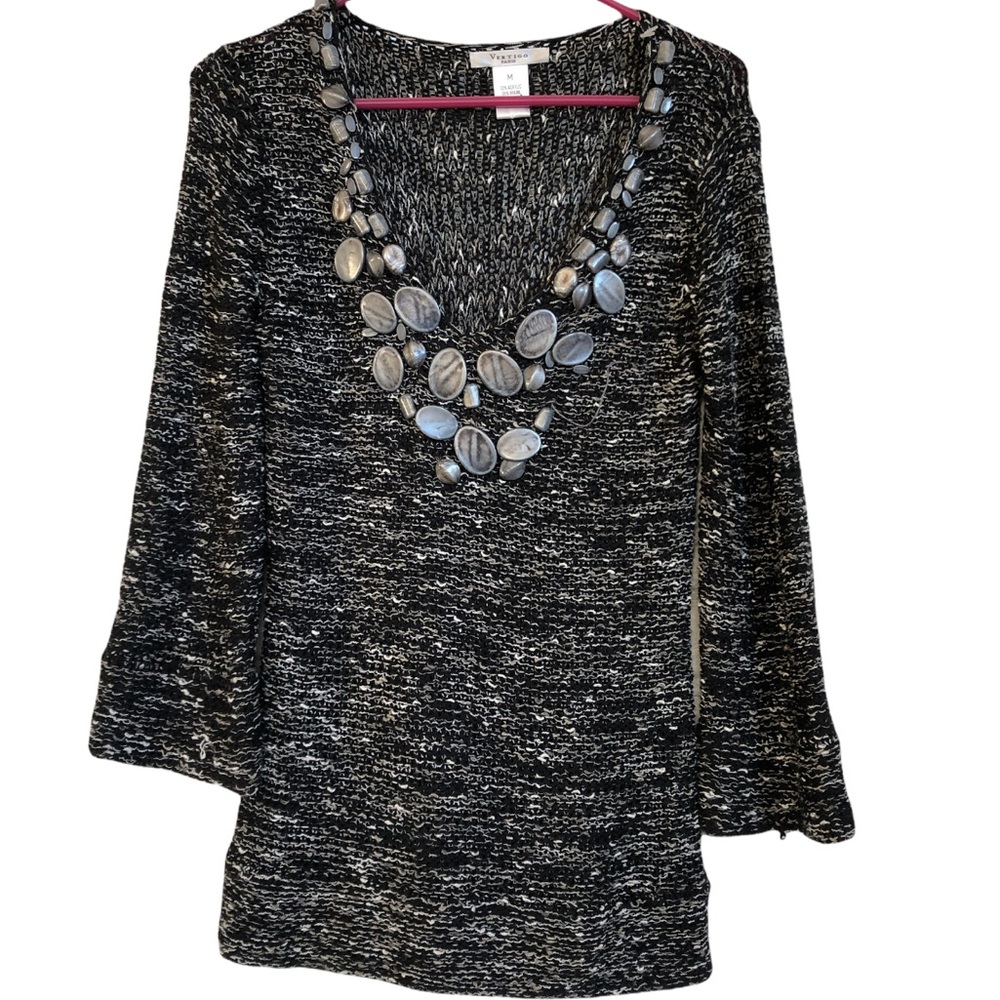 Vertigo Paris knit sweater with large‎ stone buttons womens M